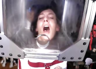 Dom brunette caged for a change