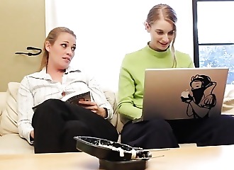 Lesbian fuck at the office