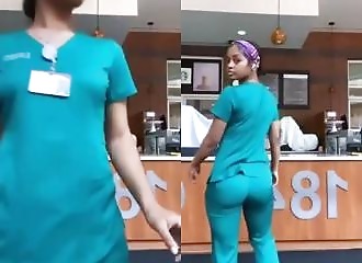 Nurse films her buttocks at work